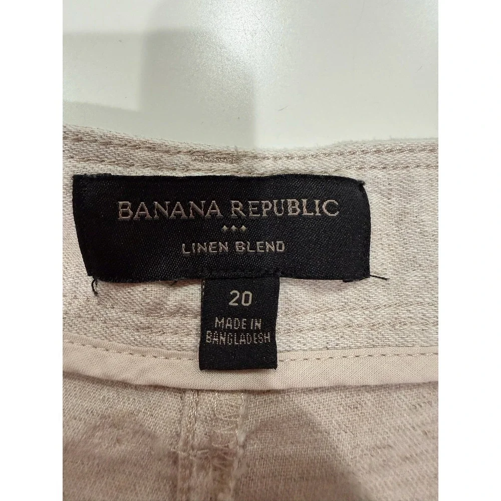 Banana Republic Linen Blend Wide Leg Pleated Pants Beige Oatmeal Mens Size 20